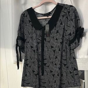 Elegant Black and White Patterned Blouse